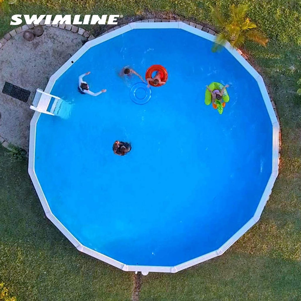 Swimline LI184820 18 Inch Solid Blue Round Above Ground Swimming Pool Overlap 20 Gauge Vinyl Liner for 48 to 52 Inch Pools with Sun Protection