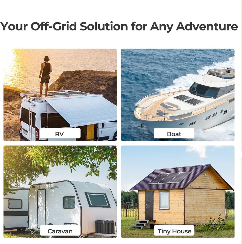 【New Upgrades】 Renogy 200 Watt Solar Panel Kit 12 Volt N-Type Starter Kit with 2 Pcs 100W Solar Panel and 30A PWM Charge Controller for RV, Boats, Trailer, Camper, Marine,Off-Grid System