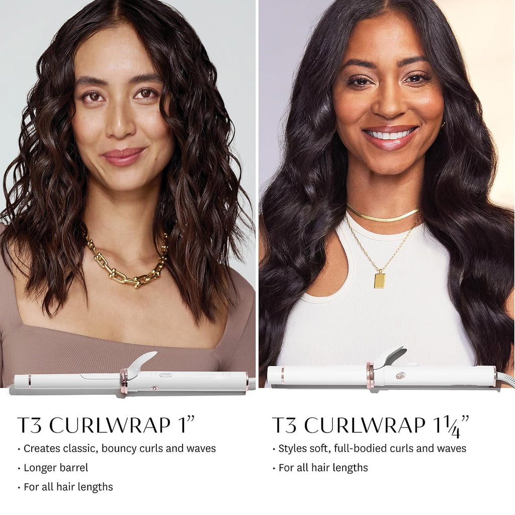 T3 CurlWrap Automatic Rotating Curling Iron with Longer Barrel, 2 Timer Settings, 9 Heat Settings, Auto-Rotating Ceramic Barrel and Ion Generator for Fast, Easy Curls and Waves on All Hair Types