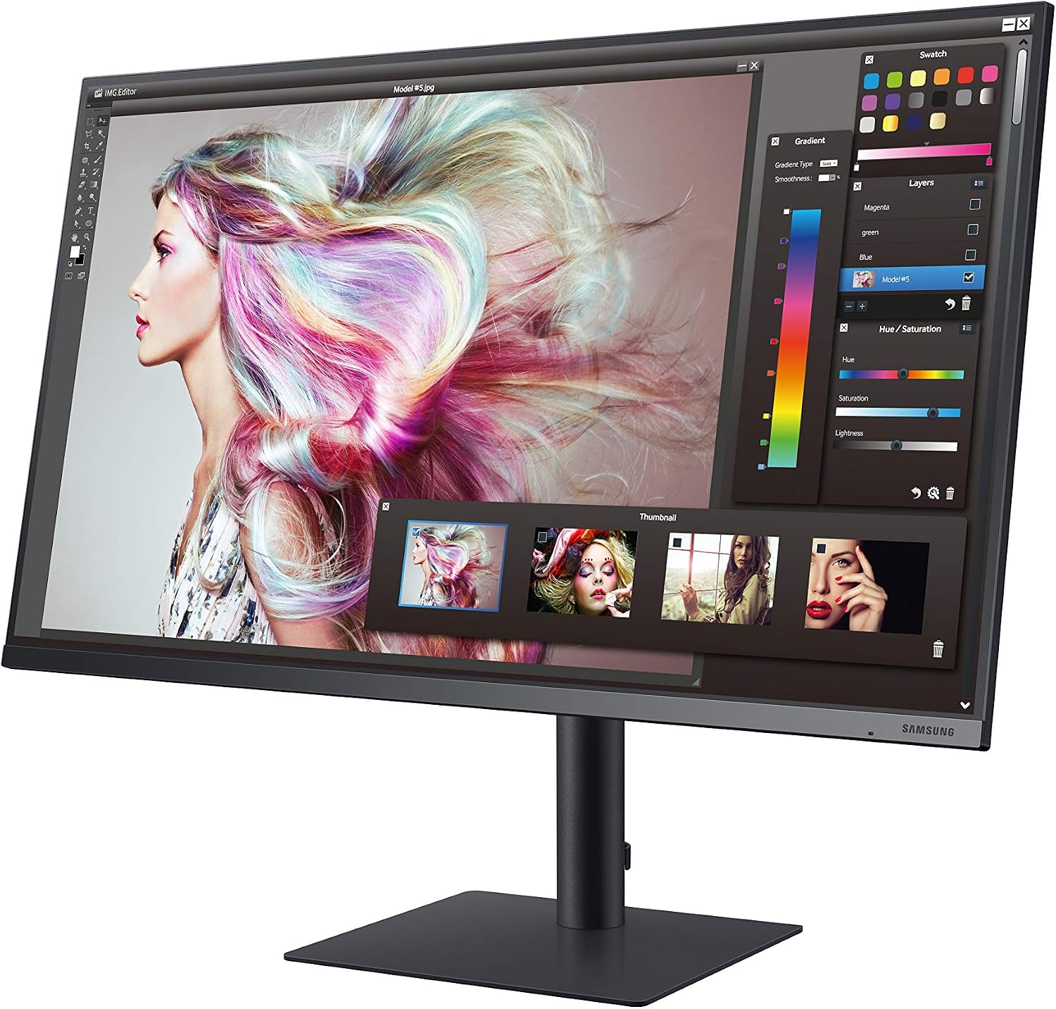 Samsung TU87F Series 32-Inch Viewfinity 4K UHD Pro Monitor, VA Panel, 60Hz, 5ms, HDR10, sRGB, HDMI, Dual 4K Display, Fully Adjustable Stand, Eye Saver Mode (LF32TU874VNXGO) Dark Blue Gray