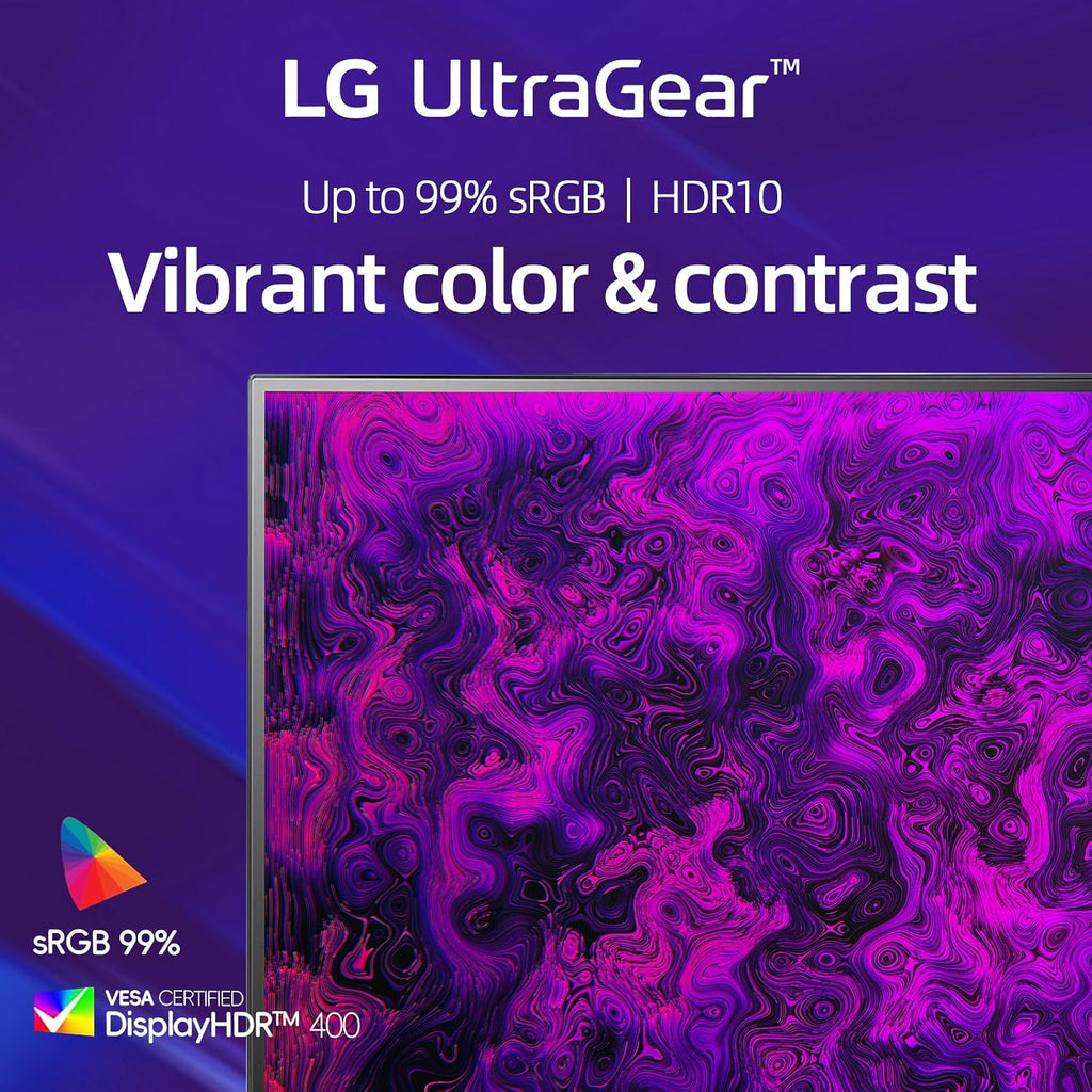 LG 27' QHD Gaming Monitor, Ultragear Curved Display, 180Hz, 1ms, 1000R, AMD FreeSync, HDR10, 99% sRGB, Black Stabilizer, DAS Crosshair FPS Counter, HDMI x2, DisplayPort, Borderless Design, Black