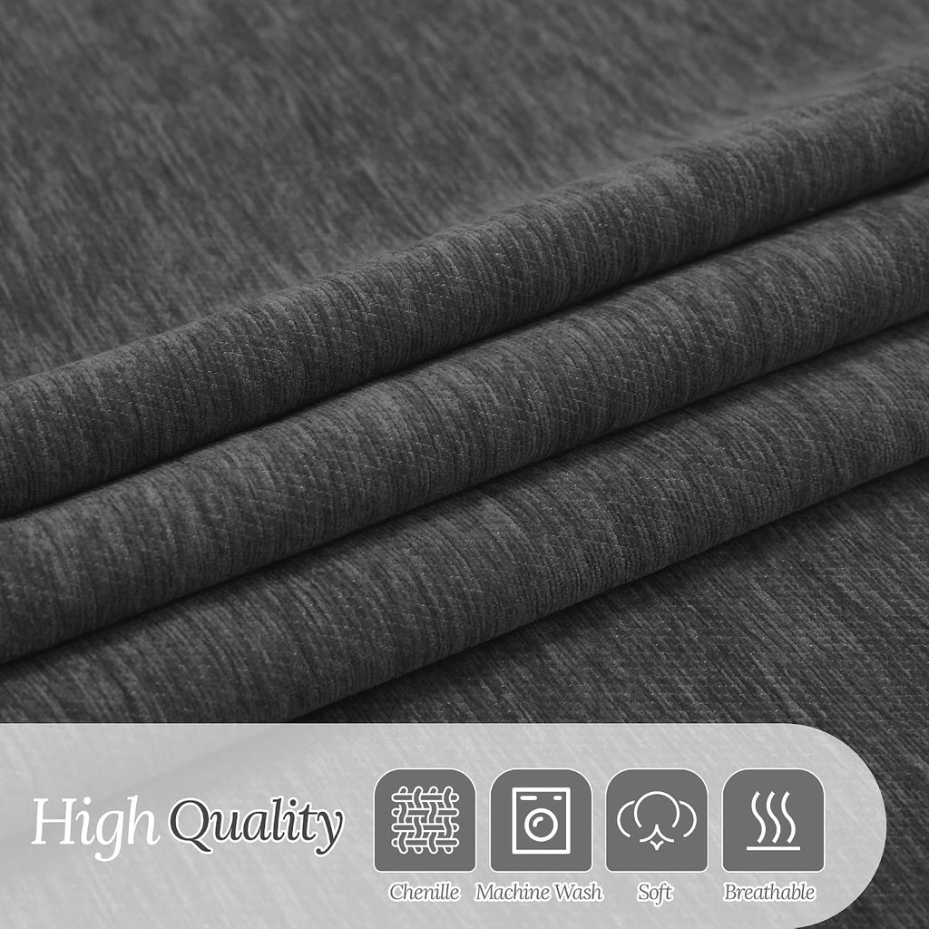 HDCAXKJ Corner Sectional Couch Covers for Dogs L Shape Sofa Cover with Tassel Chenille Super Soft Non Slip U Shaped Couch Cover Blanket Washable Sectional Slipcover Protector (Dark Gray, 91x276 inch)