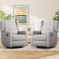 CANMOV Swivel Rocker Recliner Chair Set of 2, Nursery Glider Chair, Nursery Rocking Chairs, Manual Reclining Chair, Grey