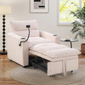 HAOMARKETS Corduroy Sleeper Sofa Bed with Cup Holders, 3-in-1 Convertible Pullout Futon Couch with Phone Holder&USB Charge Port, Single Armchair with 3-Level Adjustable Backrest for Apartment