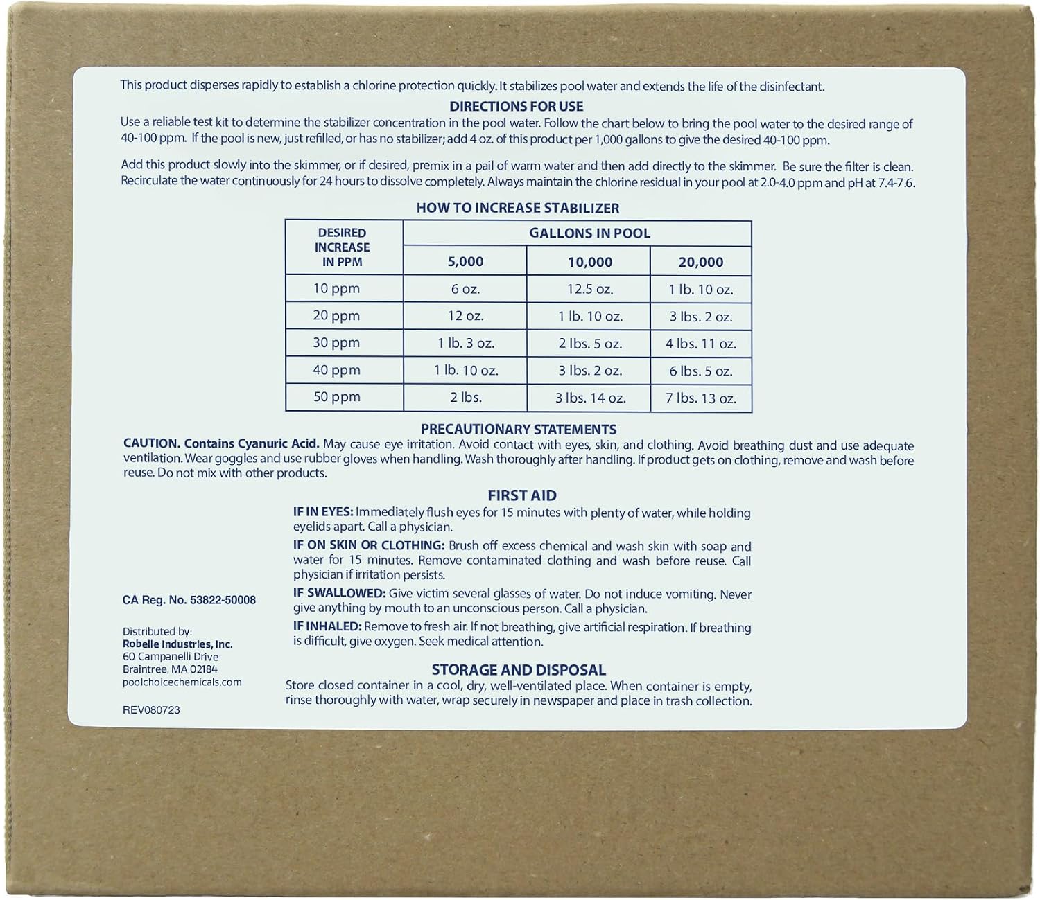 Pool Mate 48-Pounds Premium Pool Stabilizer and Conditioner, Concentrated Cyanuric Acid for Pools, Helps Chlorine Last Longer