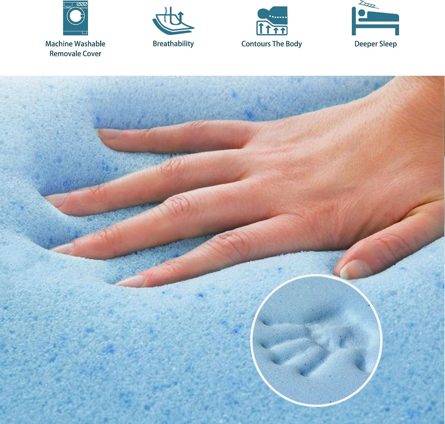 4.7 Inch Memory Foam Mattress Replacement with Washable Cover for Sleeper Sofa and Couch Beds, Queen Size, CertiPUR-US Certified (Sofa Not Included)