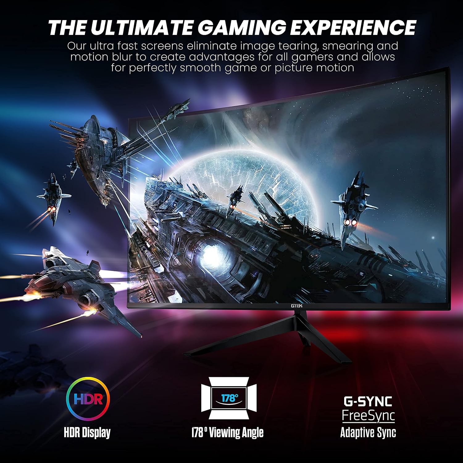 GTEK F2740C 27-Inch Curved Frameless Gaming Monitor Full HD 1920 x 1080P, 1800R, VA 1ms MPRT, 240Hz, FreeSync, Speakers, DisplayPort/HDMI/Type-C, VESA (Renewed)