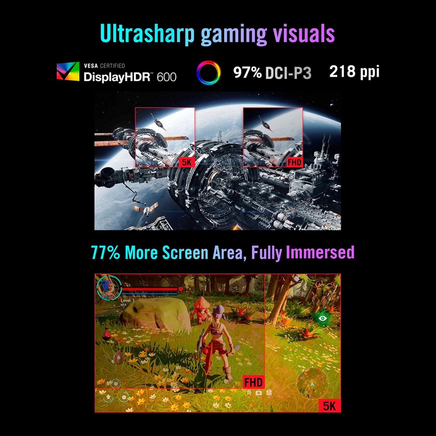ASUS ROG Strix 27' 5K HDR Gaming Monitor (XG27JCG) – 5120x2880, 180Hz, 0.3ms, Fast IPS, Dual Mode (180Hz or QHD 330Hz), Extreme Low Motion Blur Sync, G-SYNC Compatible, DisplayWidget, 3 yr Warranty