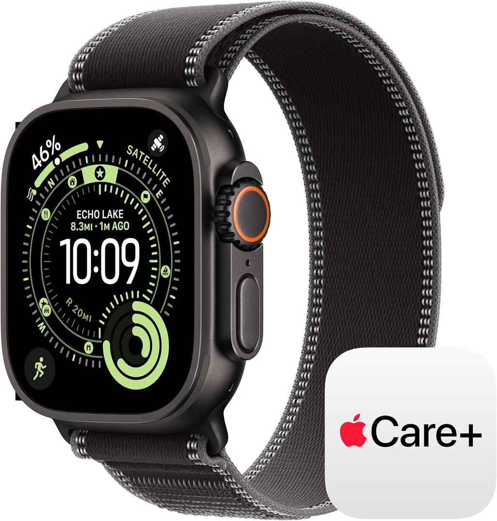 Apple Watch Ultra 3 [GPS + Cellular 49mm] Running & Multisport Smartwatch w/ Rugged Titanium Case w/ Black/Charcoal Trail Loop - M/L w/ AppleCare+ (2 years)