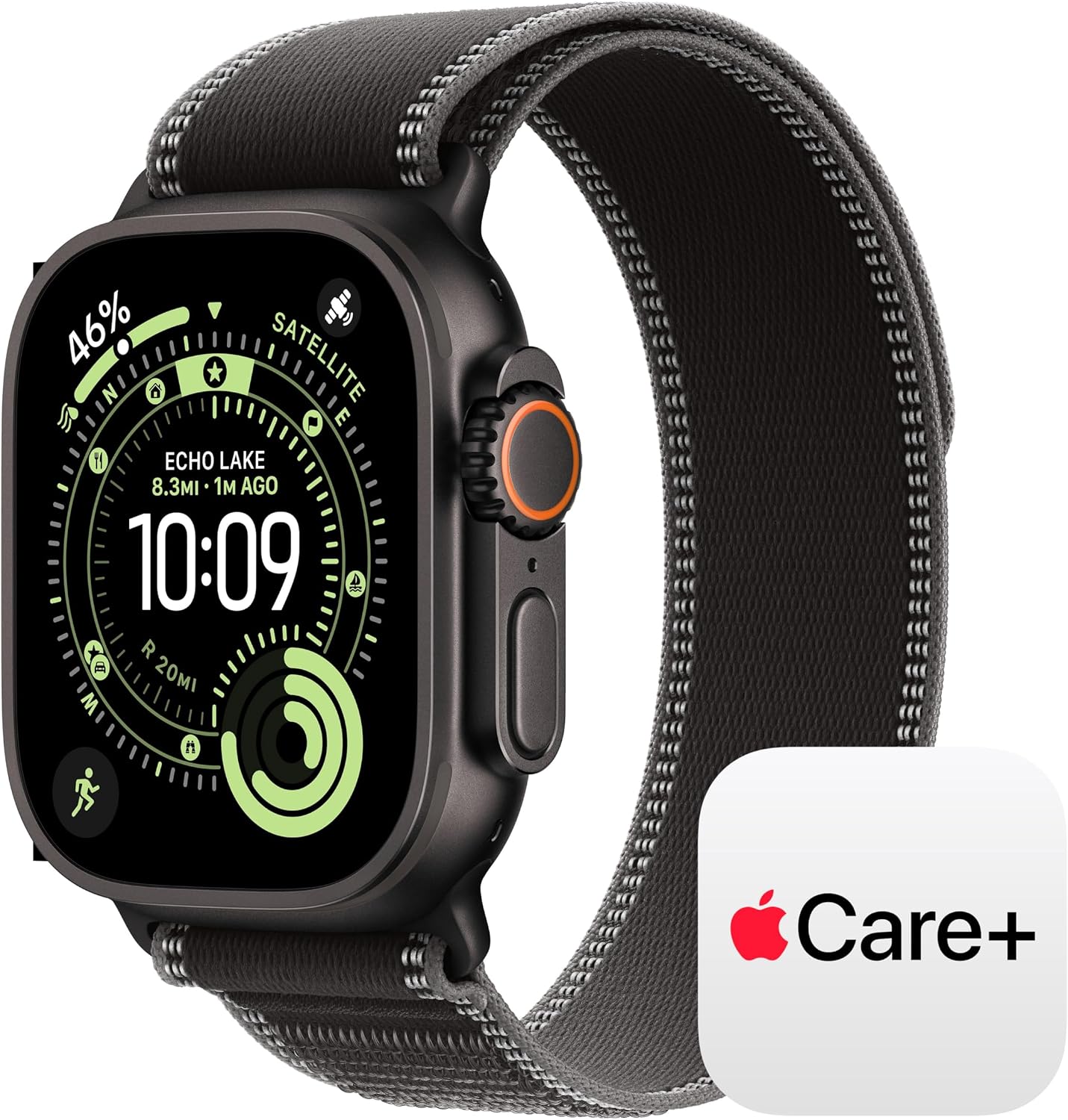 Apple Watch Ultra 3 [GPS + Cellular 49mm] Running & Multisport Smartwatch w/ Rugged Titanium Case w/ Black/Charcoal Trail Loop - M/L w/ AppleCare+ (2 years)