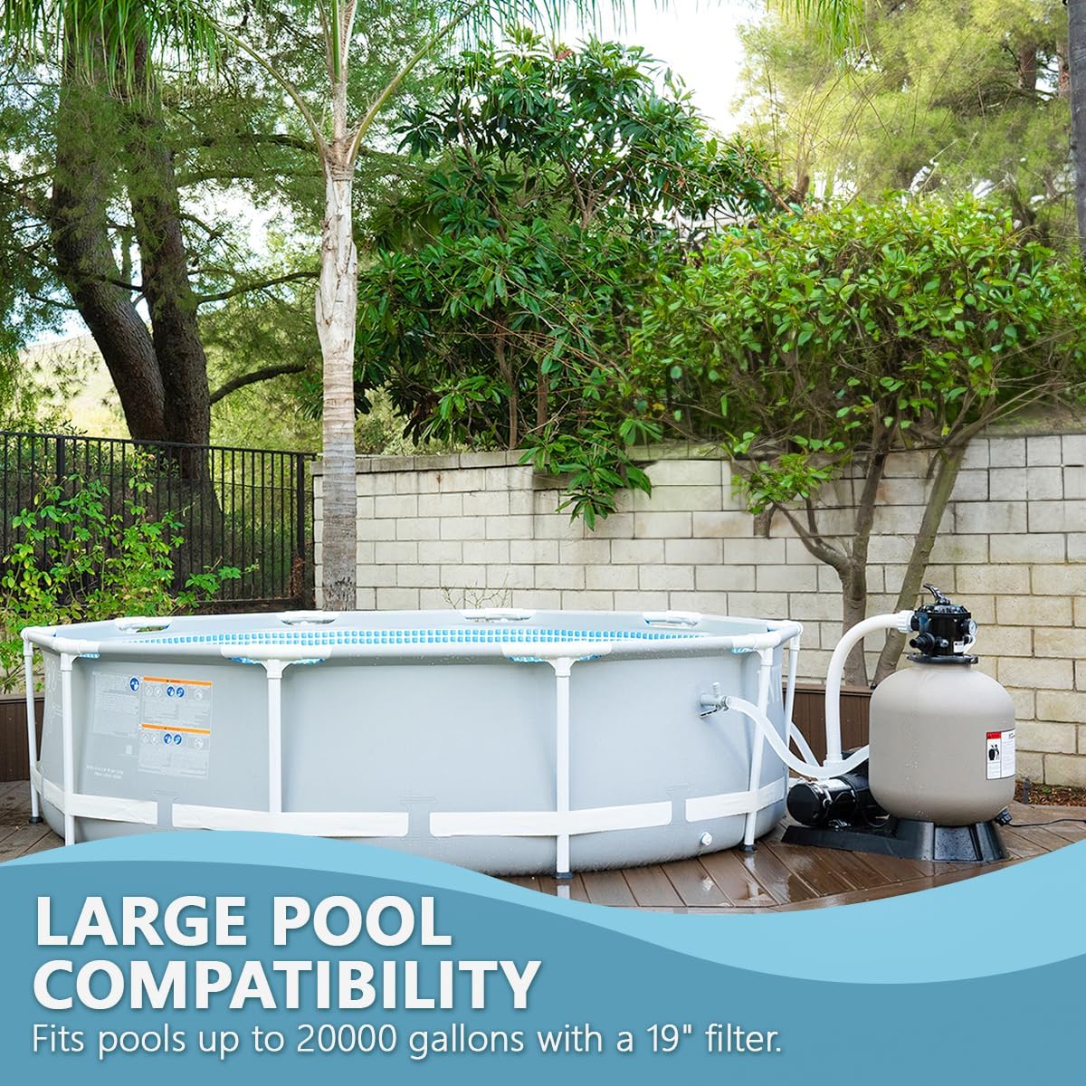 XtremepowerUS 19' Sand Filter 1.5HP Pump 4500 GPH Swimming Pumps System & Filters Combo Set Multi-Port Valve, for Domestic and Commercial Pools up to 18,000 Gallons Pool