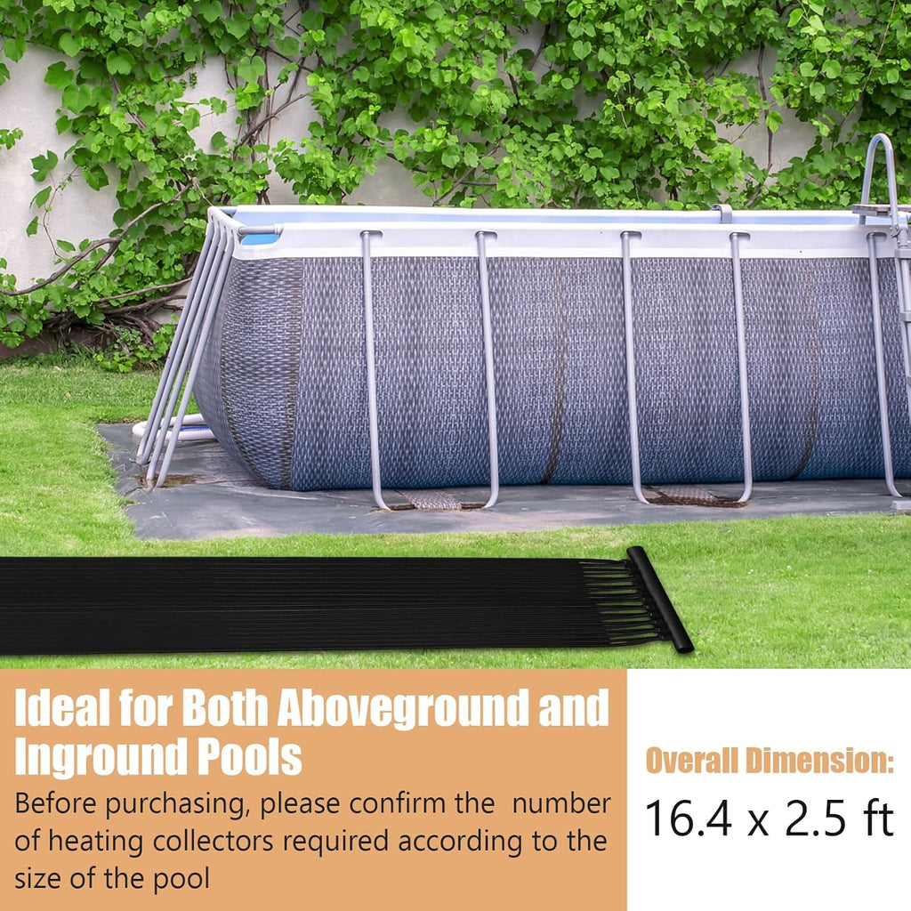 Goplus 2.5FT x 10/16.5/20FT Solar Pool Heater for Above Ground Pool Inground Pools, Swimming Pool Solar Panel Heating System, Weatherproof Pool Warmer (2PCS, 2.5FT x 16.5FT)