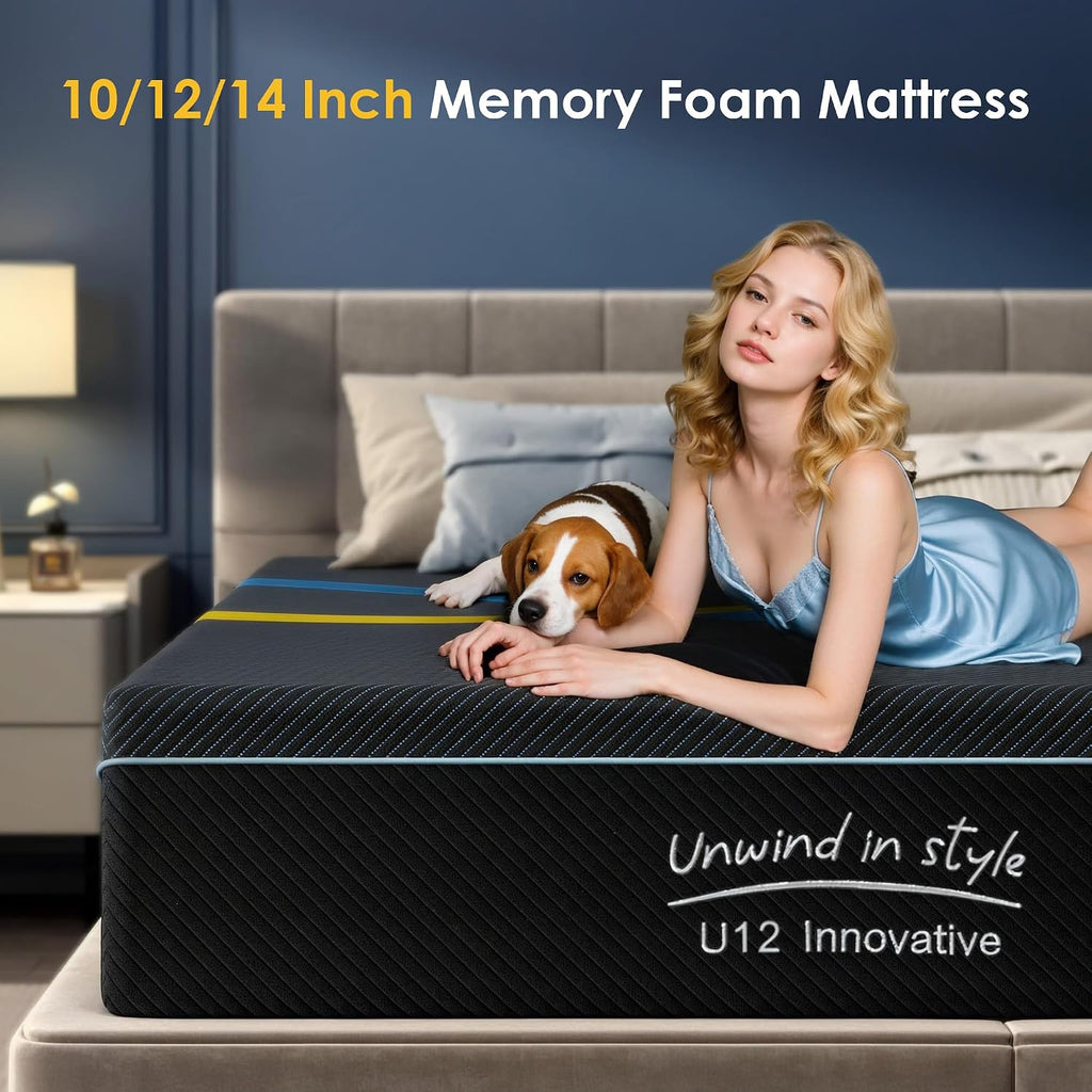 14 inch King Mattress Multi-Layer Memory Foam Mattress - Medium Firmness with Bamboo Charcoal & Green Tea Infusion