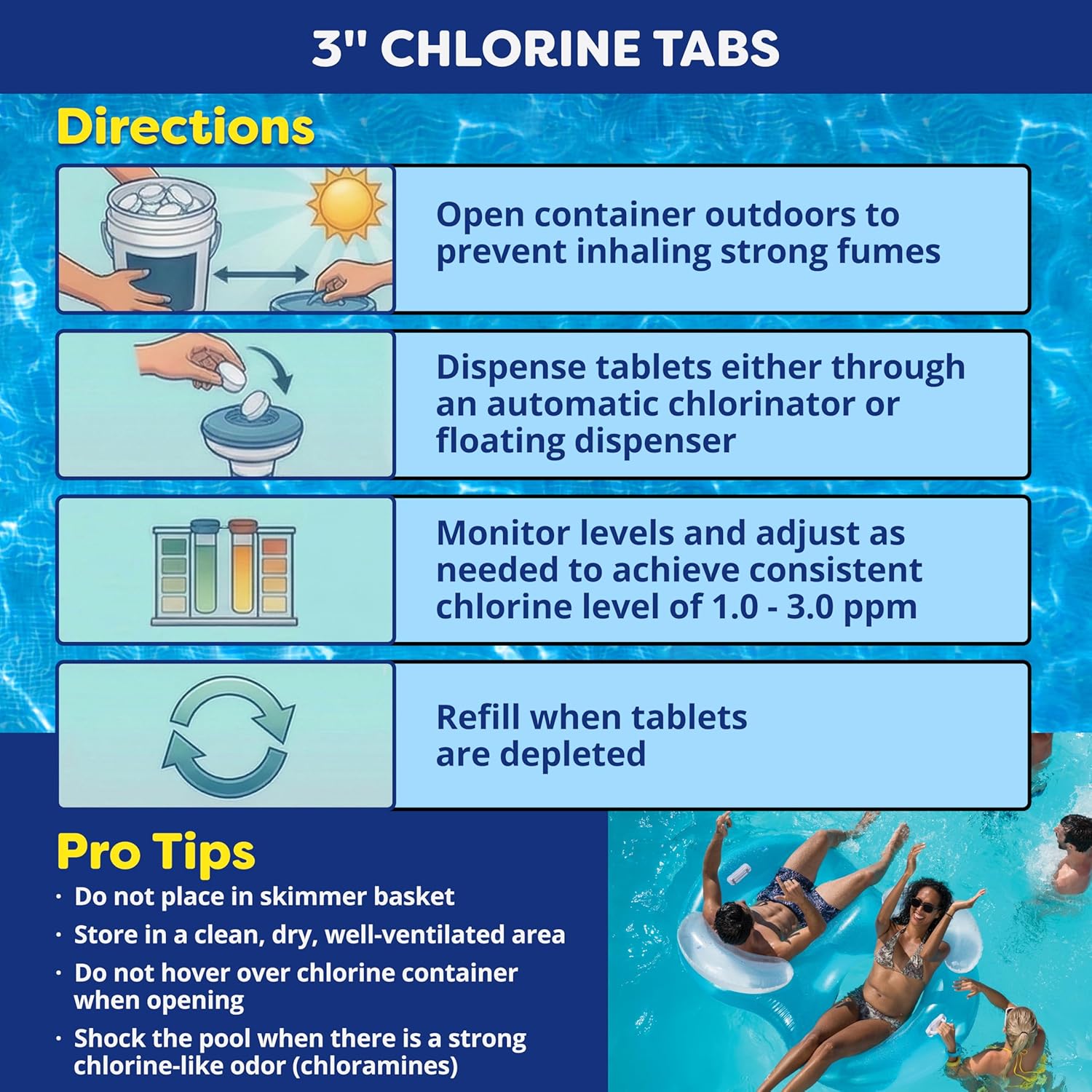 In The Swim 3 Inch Stabilized Chlorine Tablets for Sanitizing Swimming Pools - Individually Wrapped, Slow Dissolving - 90% Available Chlorine - Tri-Chlor - 50 Pounds