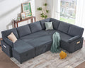 PaPaJet Sofa Bed, 112 Inch Sleeper Sofa, Oversized U Shaped Couch with Storage Chaise, Pull Out Couch for Living Room, Chenille Gray
