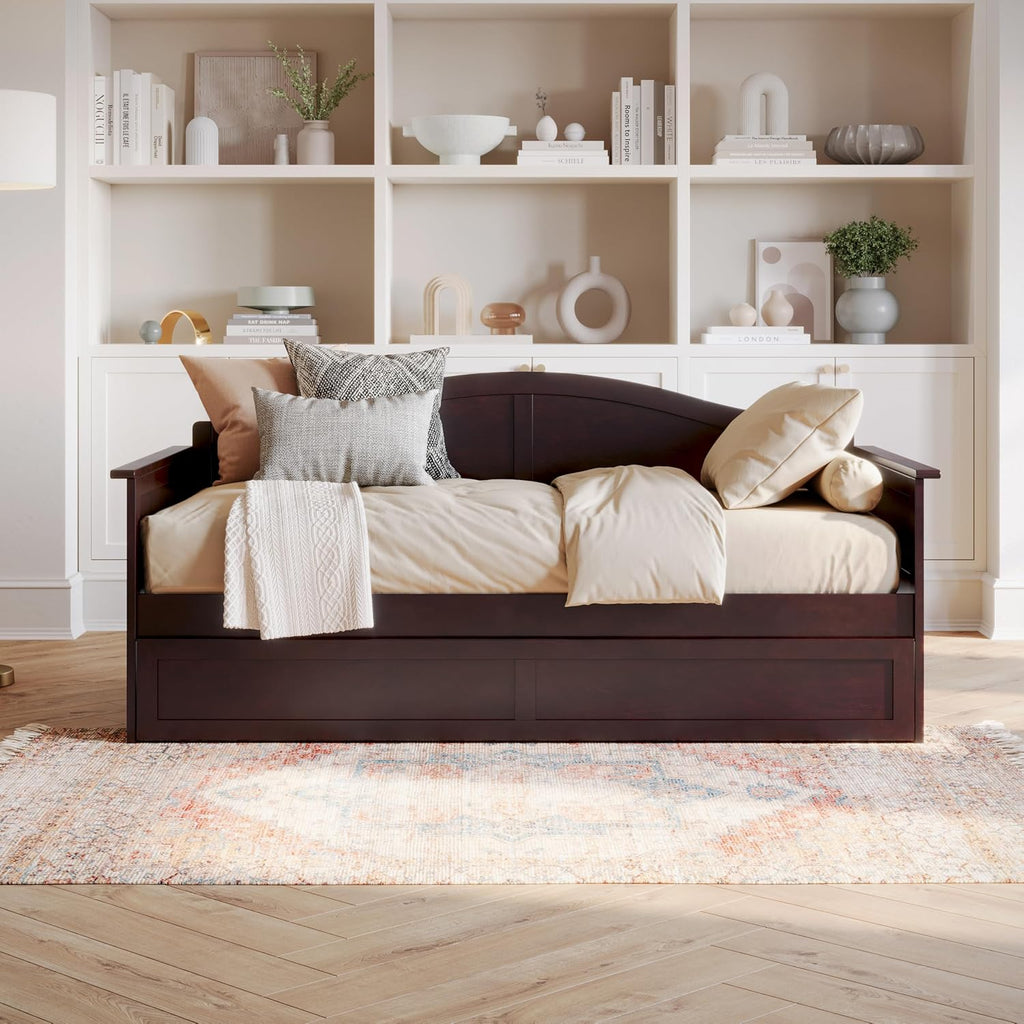 AFI, Acadia Twin Size Wood Daybed Frame with Twin Trundle, Espresso (Black)