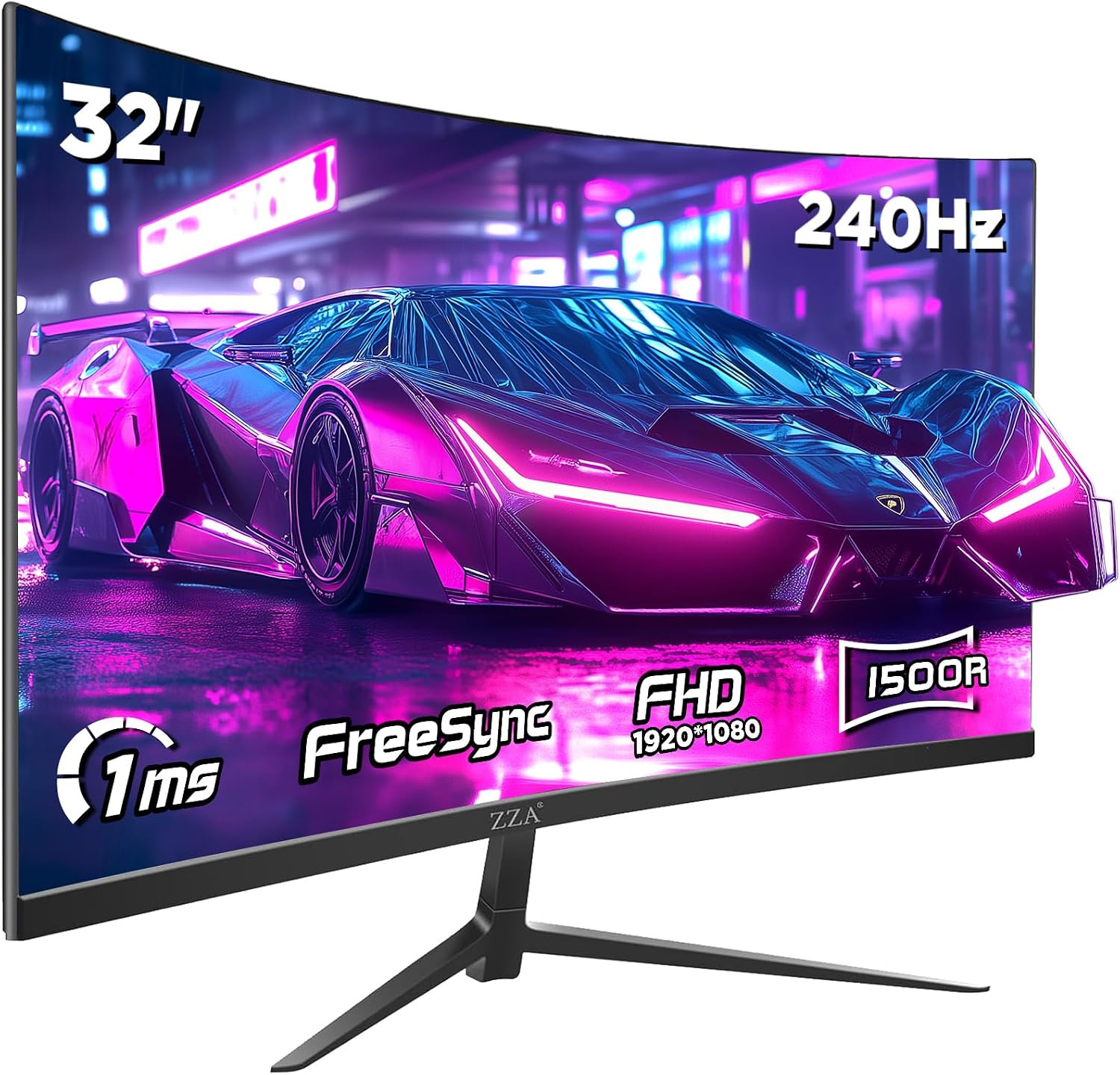 32 Inch Curved Gaming Monitor, 1500R, 240Hz Full HD VA Display with HDR, FreeSync & G-Sync Compatible, Low Blue Light, HDMI & DP Ports, Tilt Adjustable, Wall Mountable Computer Monitor
