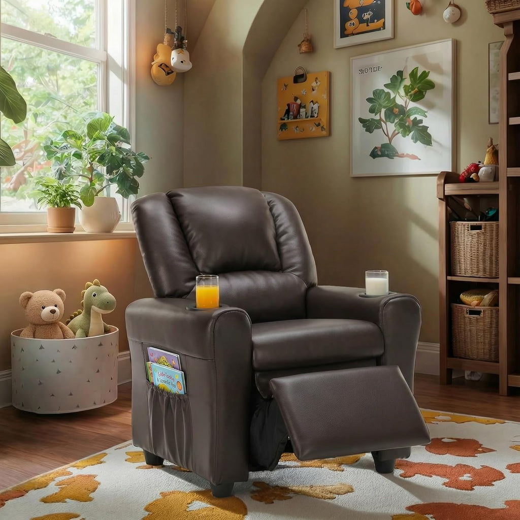 Candy Kids Reclining Chair Leather Recliner Sofa Push Back Toddler Youth Children Child Ages 1-6