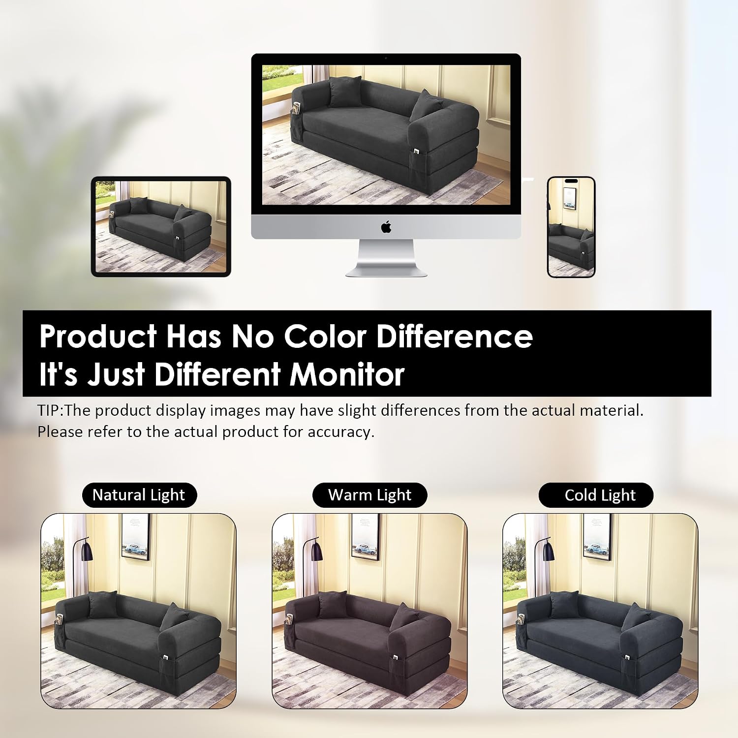 80' Convertible Sofa Bed, 3-in-1 Corduroy Folding Pull Out Couch with Pillows, No Assembly Modern Boneless Couch Compression Sofa in Box, Floor Sofa with Side Storage Pocket for Living Room,Dark Grey