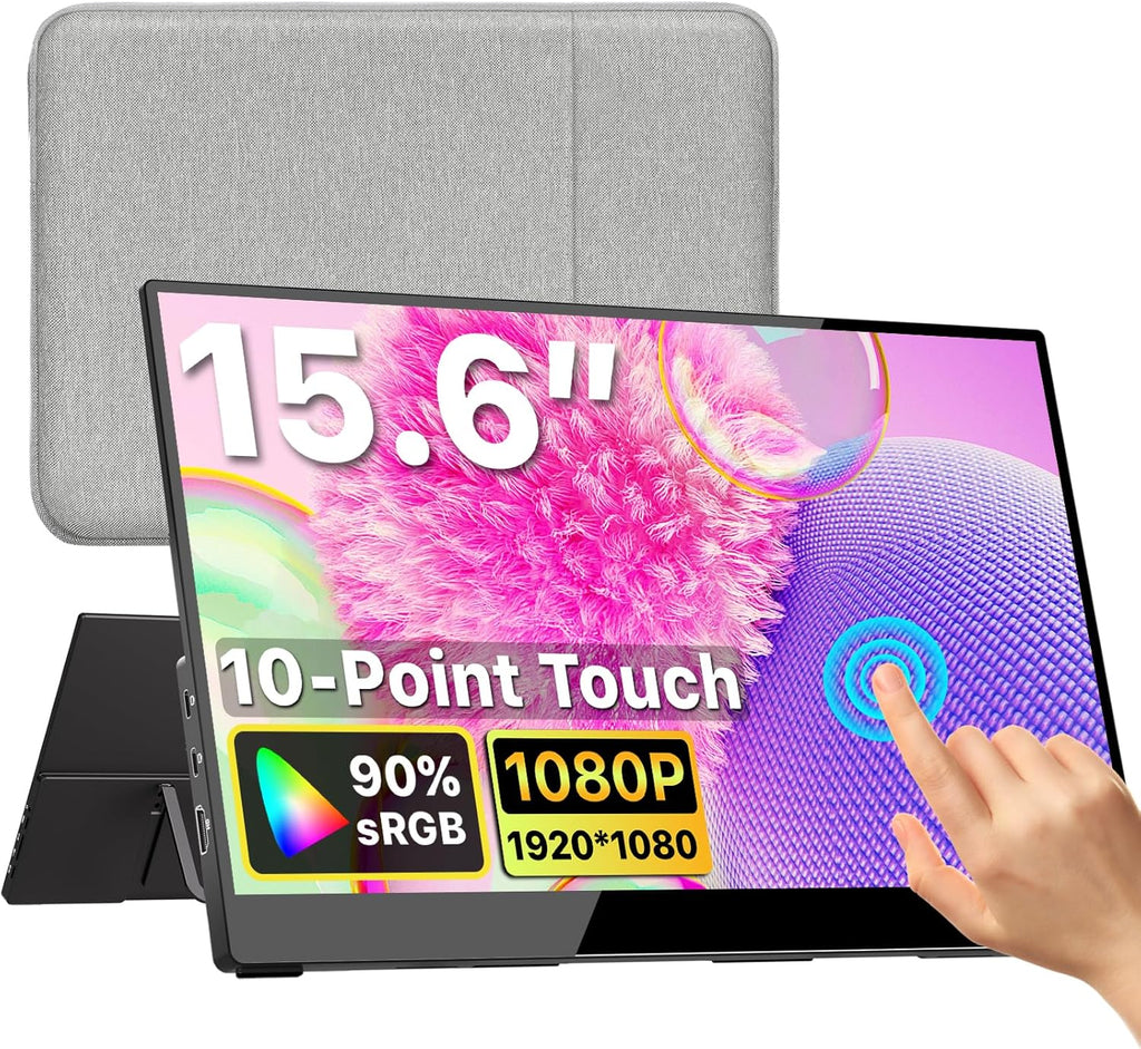 kksmart Portable Monitor for Laptop MacBook Surface PC Xbox PS5, Travel Monitor Second Screen for Laptop, HDMI USB-C VESA Compatible Built-in Speaker, 15.6inches