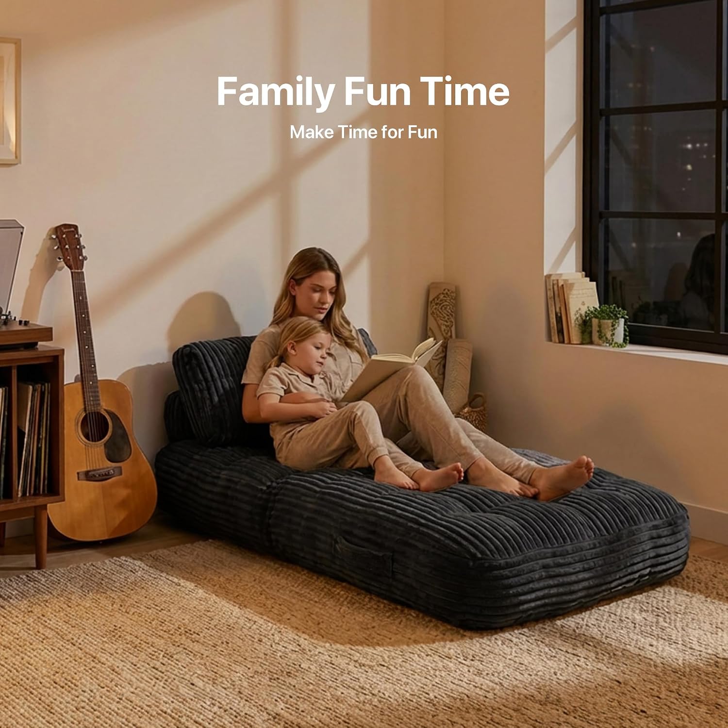 Claiks Folding Sofa Bed, Boneless Chair with Pillow Sleeper Sofa with Back Support, Sleeper Chair Portable Fold Out Chair Bed Comfy Foldable Mattress for Living Room, Black, Single