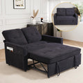 EJUNQ Pull Out Couch, Convertible Sofa Bed with USB and Reclining Backrest, Modern 3 in 1 Sleeper Sofa Couch Bed with Side Pockets, Comfortable Loveseat Sleeper for Small Spaces.(Black)