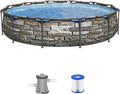 Bestway Steel Pro MAX 12' x 30' Above Ground Pool, Round Metal Frame Outdoor Swimming Pool Set with Filter Pump & Type I Cartridge, Stone Print