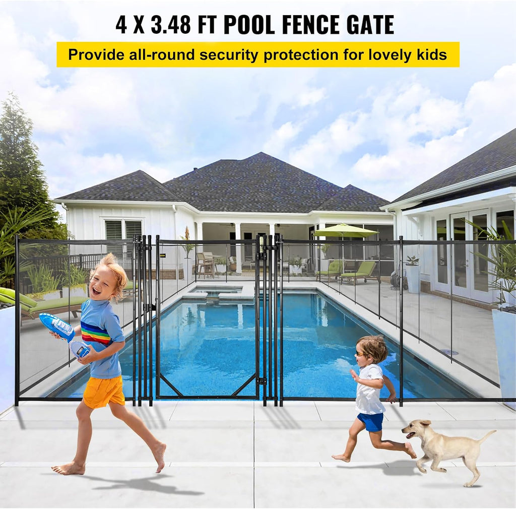 Happybuy Removable Pool Safety Fence Door, 4x2.5FT, Manual Lock, Black, Adaptive with Happybuy Pool Fence