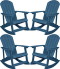 YEFU Outdoor Rocking Chair Set of 4,Adirondack Rocking Chair,Patio Rocker Chair with Wide Back,Oversized Rocker Chair Look Like Real Wood, for Lawn, Porch, Backyard, Indoor and Garden(Navy Blue)
