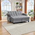 70.9'' Double Chaise Lounge with 360 degree rotatable side table, Comfy Corduroy Indoor Lounge Chair with Armrest Storage, Cup Holder, USB Port, and Pillow for Living Room or Bedroom (light gray)