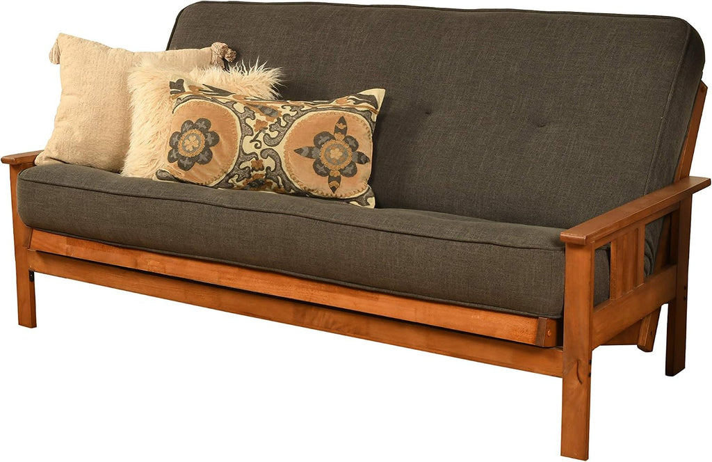 Kodiak Furniture Monterey Futon Set with Barbados Finish, Full, Linen Charcoal