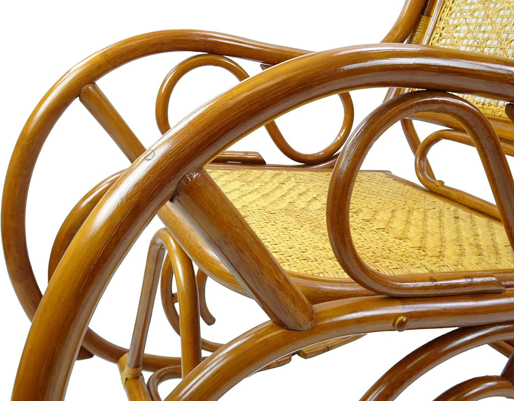Milano Rocking Chair, Natural Rattan Wicker Handmade, ECO, Colonial Color