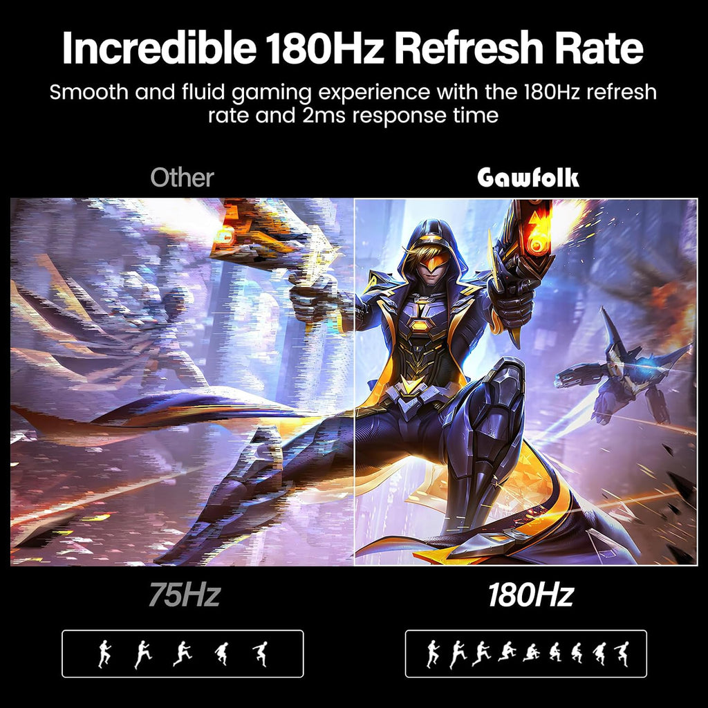 25 Inch Gaming Monitor, 144hz/180hz Computer Monitor FHD 1080P PC Monitors,Frameless Curved Monitors VA,sRGB 100%, DisplayPort, HDMI,Eye Care, Wall Mount Compatible (Black)