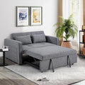 HAOMARKETS 3 in 1 Convertible Sleeper Sofa Bed, Loveseat Chaise Lounge with Pullout Bed, 2-Seater Futon Couches with Storage Pockets, 3-Level Adjustable Backrest and Pillows for Living Room, Grey
