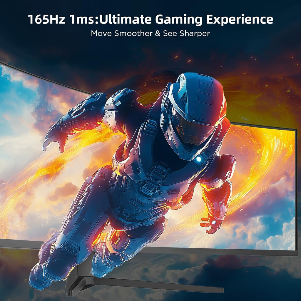 49 Inch Ultrawide Curved Gaming Monitor, Dual QHD 5120×1440 32:9, 165Hz 1ms, HDR, G-Sync & FreeSync Compatible, 1500R VA Display, Low Blue Light, HDMI & DP, Height Adjustable, VESA Mountable