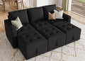 HONBAY Modular Sectional Couch Sleeper Sofa Bed with Storage Seats Oversized Sectional Couches for Living Room,Black