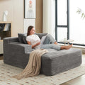 Garvee 50' Oversized Chaise Lounge Indoor Boneless Couch with 3 Pillows Corduroy Sofa Bed, Comfy Sleeper Chair for Living Room Bedroom Reading Chair No Assembly Required, Grey