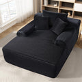 65'' Chaise Lounge Chair Indoor, Black Corduroy Sofa Bed, Boneless Lounge Chair, Oversized Sleeper Sofa, Black Corduroy Cloud Couch Reading Chair for Living Room No Assembly