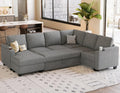 Belffin Sleeper Sofa Modular Sectional Pull Out Couch Bed U Shaped Sofa Couch for Living Room with Storage Chaise. Light Gery