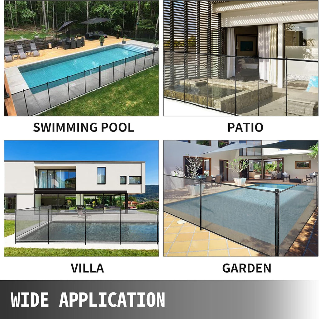 Happybuy Pool Fence, 4FTx 72FT DIY Pool Fences for Inground Pools, Removable Child Safety Pool Fencing, Swimming Pool Fence in Ground for Kids Safety, Black Pool Mesh to Protect Kids