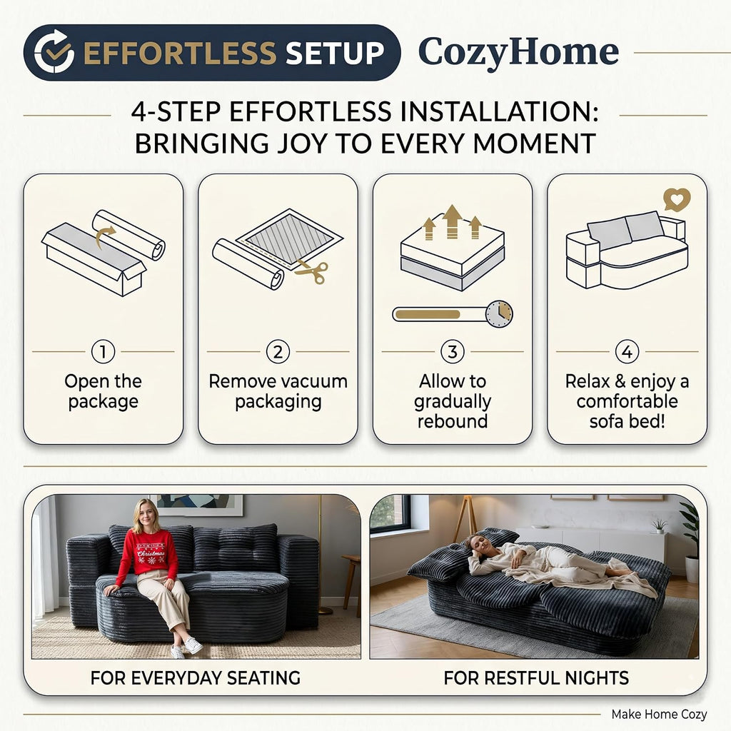 78.7-inch Folding futon Sofa Bed, Full-Size Convertible Sleeper couch Bed, Memory Sponge Double settee with Comfortable Mattress, Suitable for Living Room and Guest Room (dark gray, 78.7 inches)