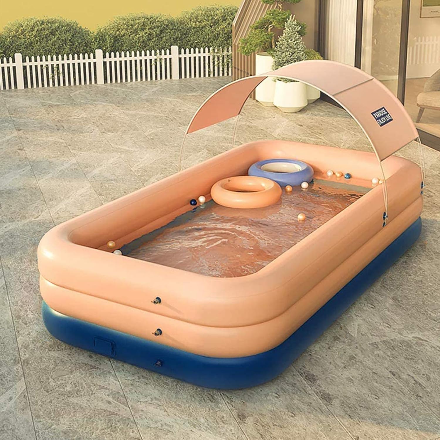 YUEWO Inflatable Swimming Pool with Canopy Outdoor Above Ground Portable Pool for Adults Blow Up Pool for Family Garden Backyard (Pink, 260x160x68cm/102x63x27inch)