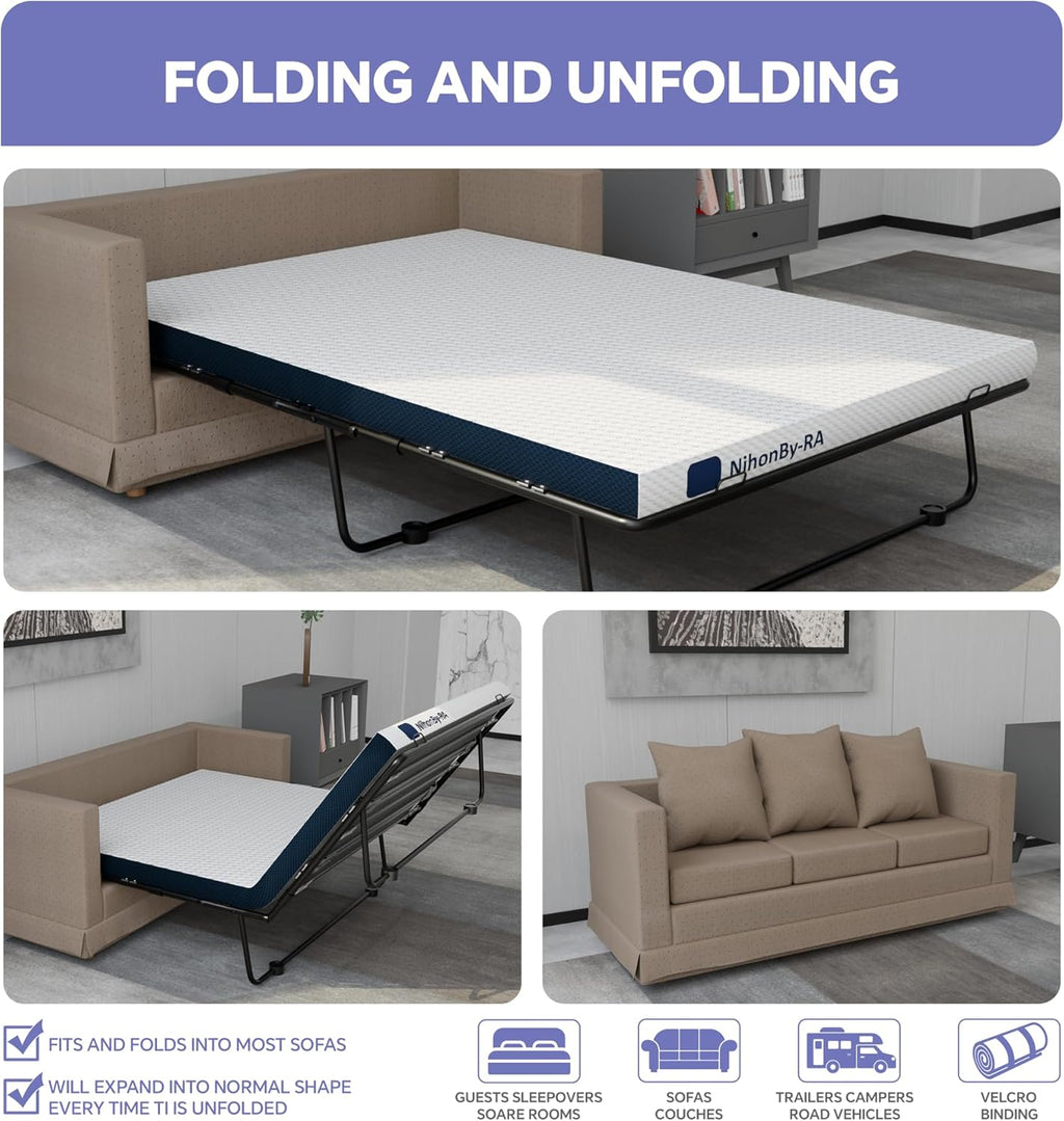 4.6 Inch Memory Mattress Replacement for Sleeper Sofa and Couch Beds | 4.6 in| CertiPUR-US Certified | Washable Material w(Sofa Not Included)(Full)