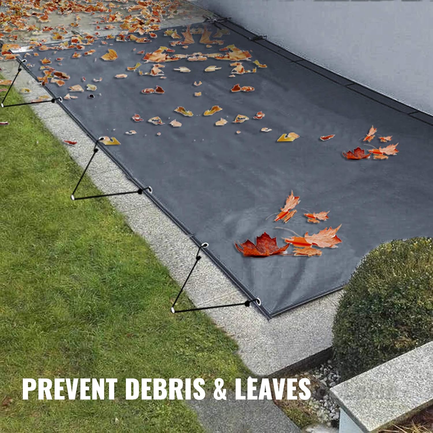 VEVOR 12x20ft Rectangular Swimming Pool Cover, PVC Charcoal Winter Canopy, Waterproof & Dirt-Repellent