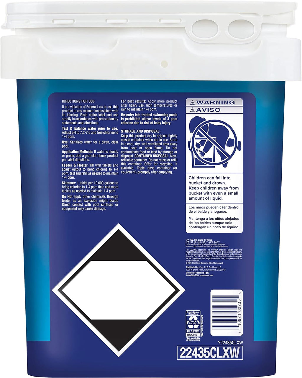 CLOROX Pool&Spa Active99 3' Chlorinating Tablet, Kills Bacteria & Stops Algae, 35LB