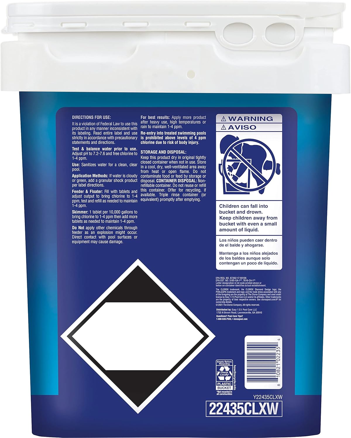 CLOROX Pool&Spa Active99 3' Chlorinating Tablet, Kills Bacteria & Stops Algae, 35LB