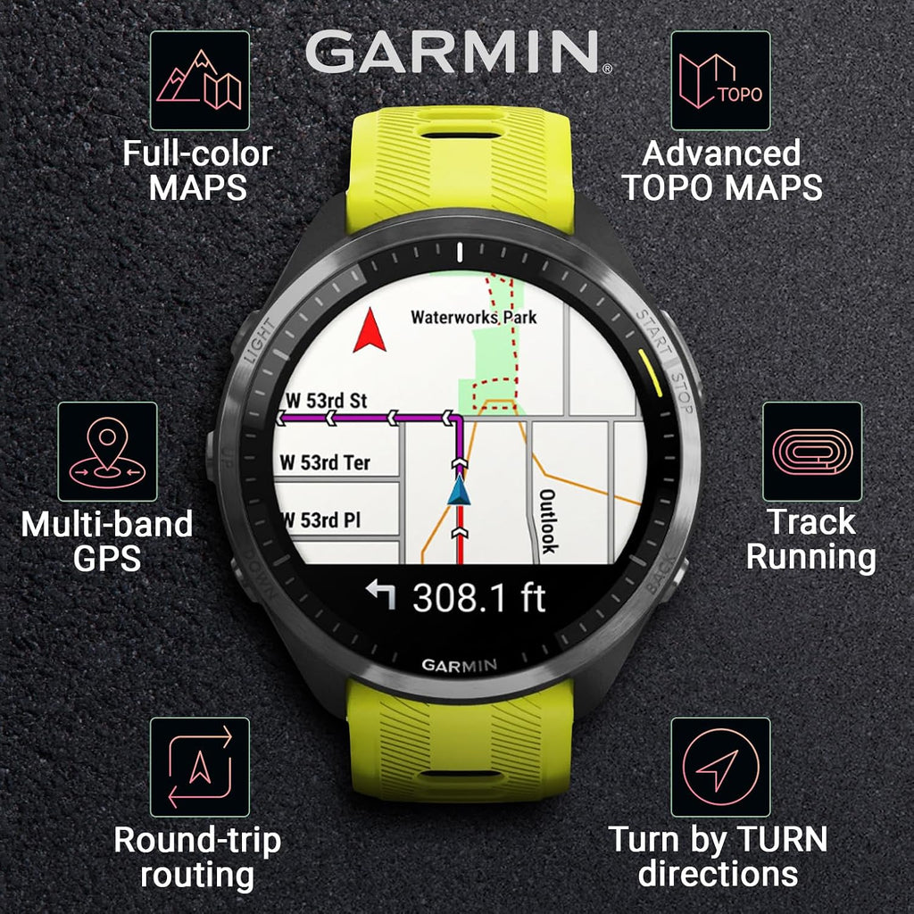 Garmin Forerunner 965 - Lightweight Titanium 47 mm: AMOLED Display | Up to 23 Days Battery LIF | Triathlon & Running, Multisport High-Performance Multi-Band GPS Smart Watch & Gift Bundle