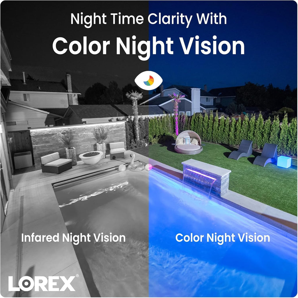 Lorex 4K Smart Security Lighting Deterrence Bullet AI PoE IP Wired Camera with Color Night Vision and Motion Activated LED Lights