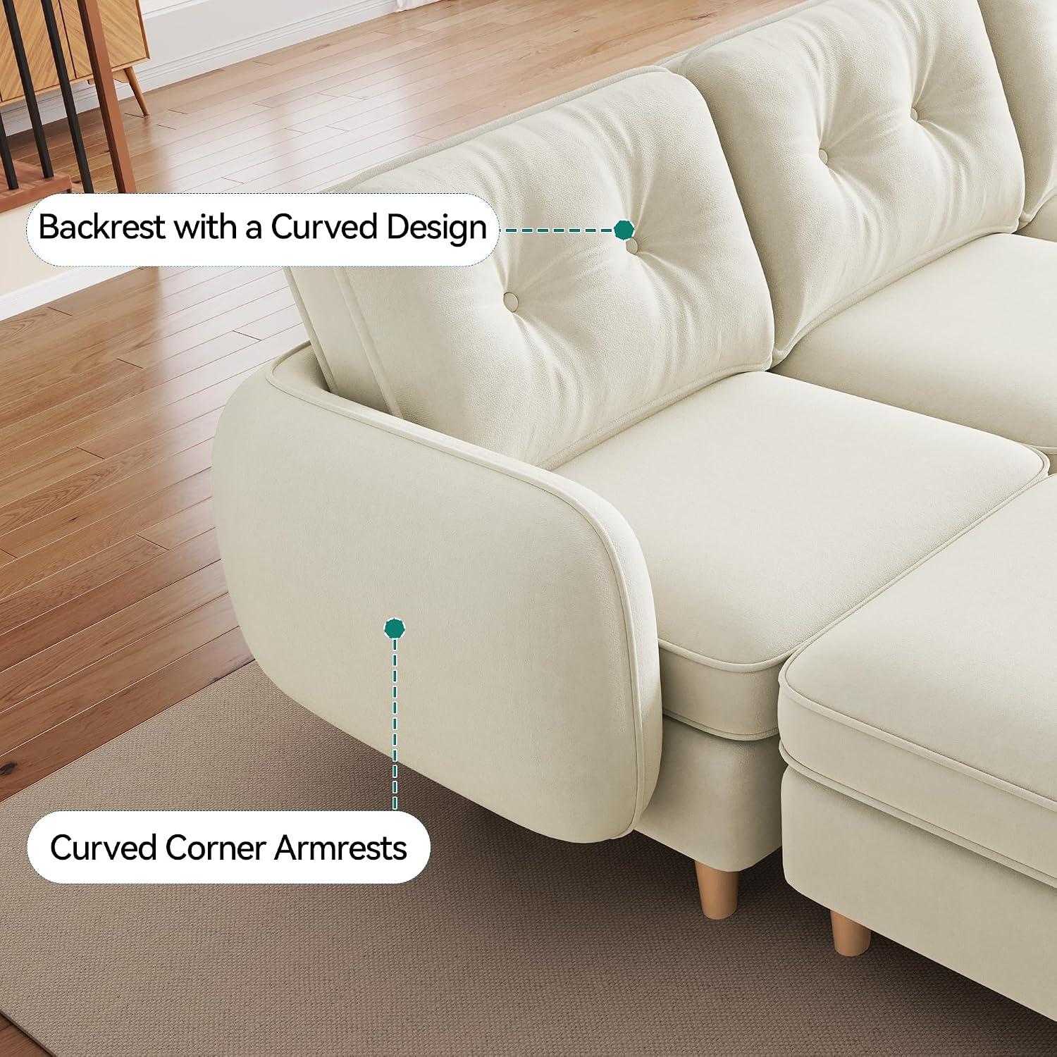 YITAHOME 108' Convertible U-Shaped Couch, 6-Seat Modular Sectional Sofa with Curved Armrests and 4 Pillows, High-Density Memory Foam for Living Room