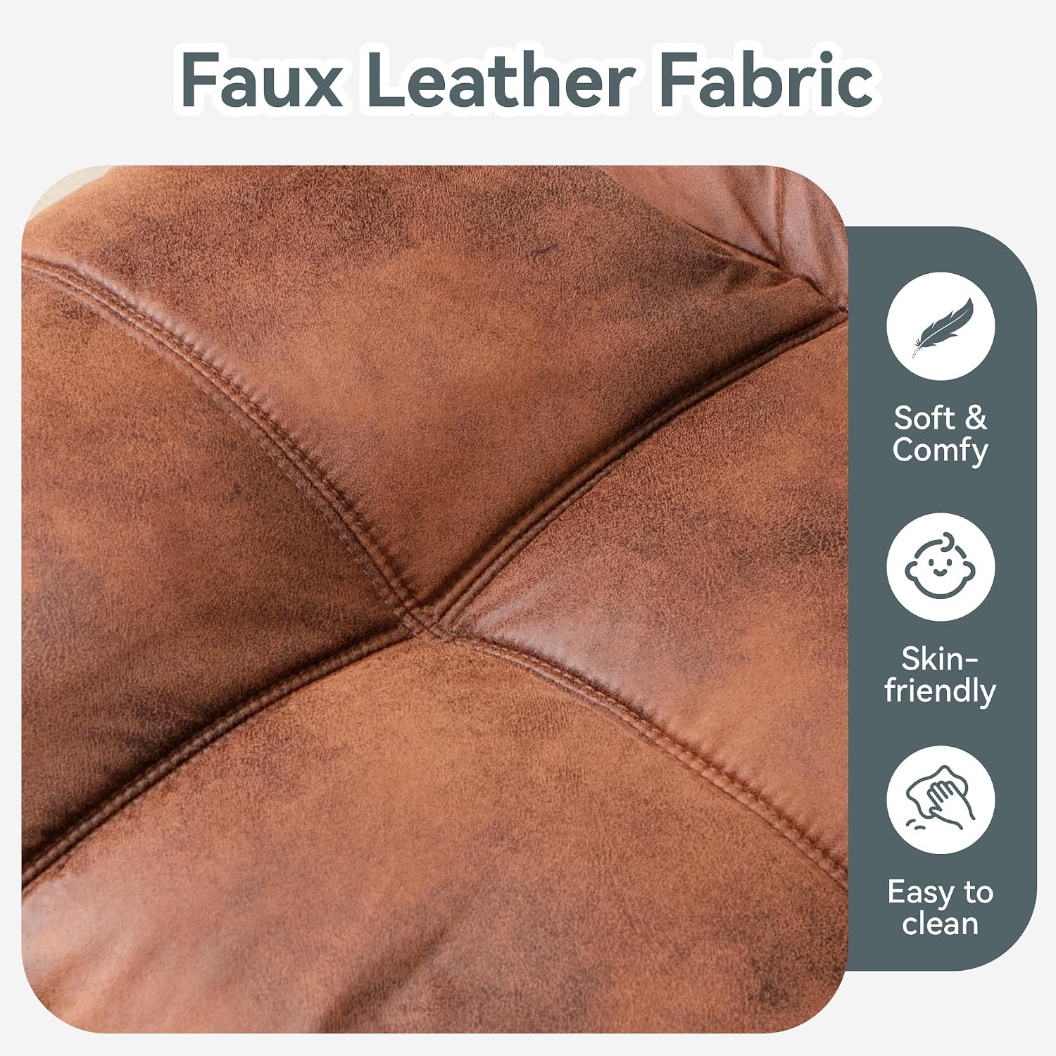 Futon Sofa Bed Convertible Couch, Brown Faux Leather Sofa Bed with Memory Foam, Adjustable Backrest & Armrests, Multifunctional Small Loveseat Sleeper Sofa for Living Room, Apartment, Office